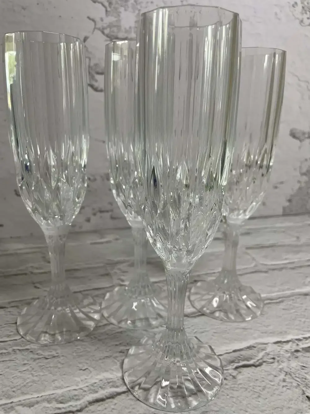 Set of 4 Cristal d'Arques-Durand Bretagne Crystal Champagne Flutes